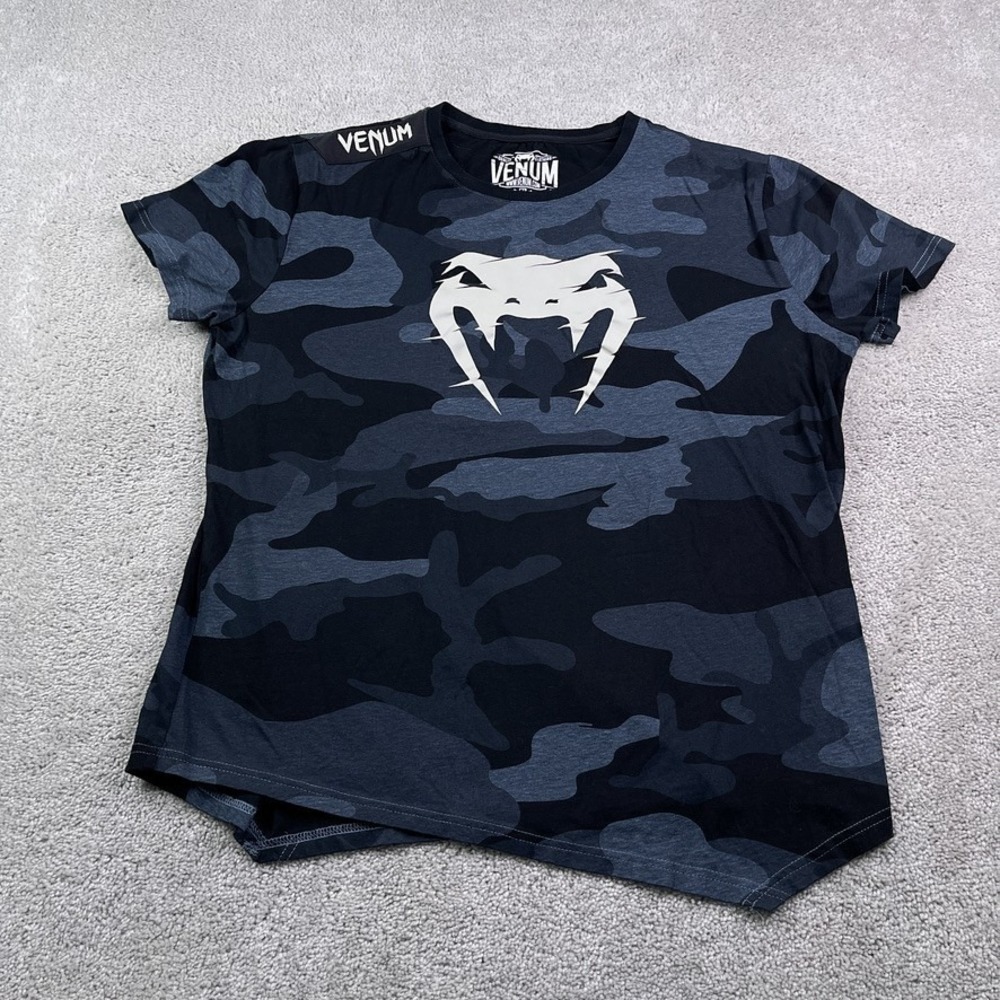 Venum Shirt Mens XL Grey Black Camo Snake‎ MMA Fighting Jiu Jitsu Asymmetrical